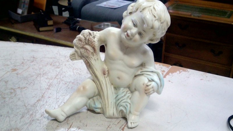 Statua Angelo In Ceramica   Con Spighe    V