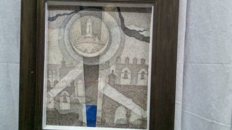 Quadro China Su Cartone Telato Renzo Collura "monreale" 35x30 Cornice Legno   V