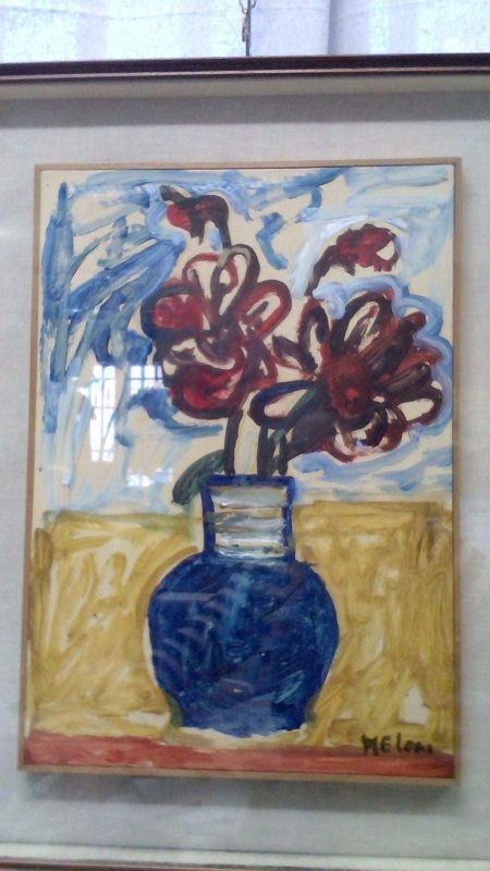 Dipinto Olio Su Tela Gino Meloni "vaso Di Fiori" 34x48 Cornice Legno  Anni '70   V