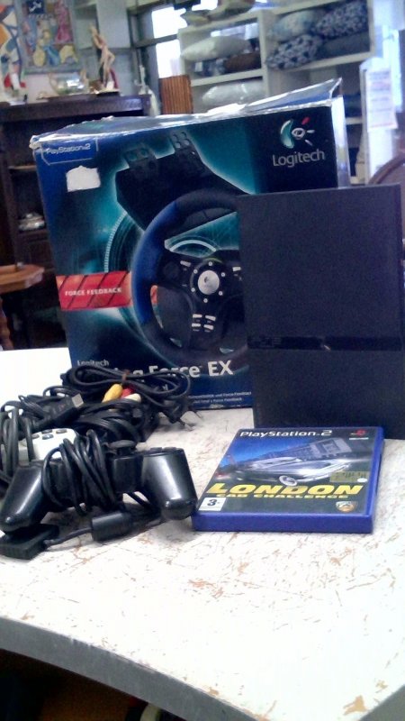 Consolle Ps2 Slim  Con 2 Joypad+volante+gioco London     Acc  Retro     V