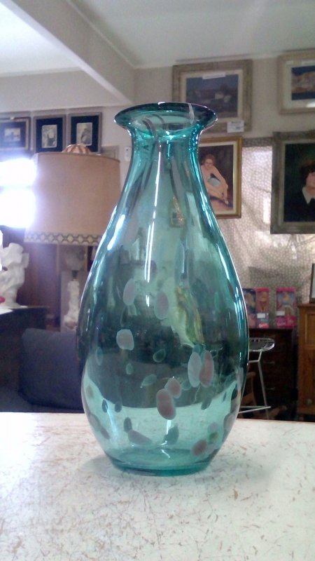 Vaso Vetro Verde Acqua  Con Bolle   V