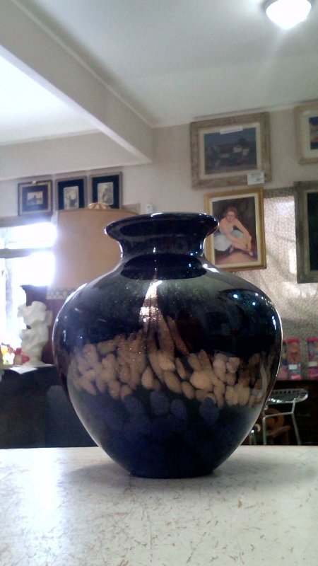 Vaso Vetro Nero/bronzo    V