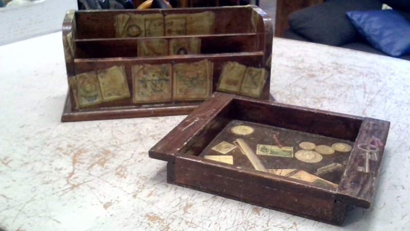 Portalettere+svuotatasche In Legno Decapato    V