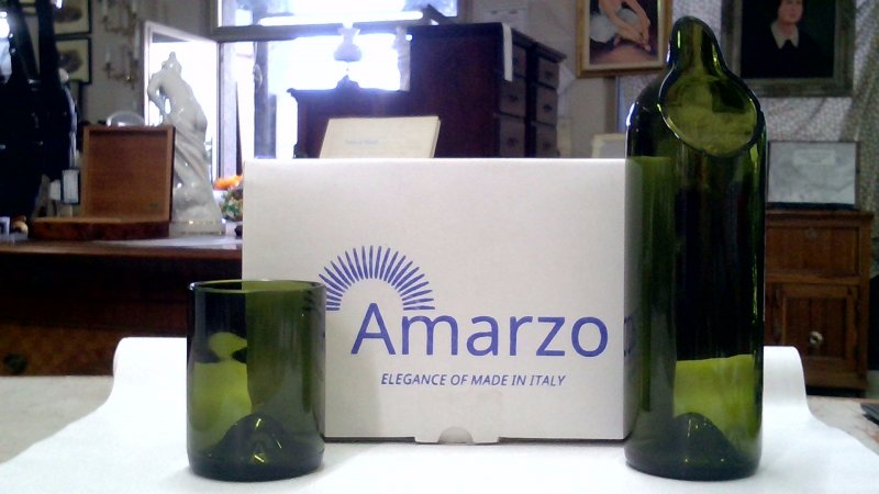 Servizio Bicchieri+brocca AMARZO  Vetro Riciclato Da Bottiglie Di Vino   V