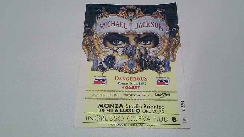 Biglietto Da Collezione Concerto Michael Jackson 6 Luglio 1992 Monza+3 Biglietti  V
