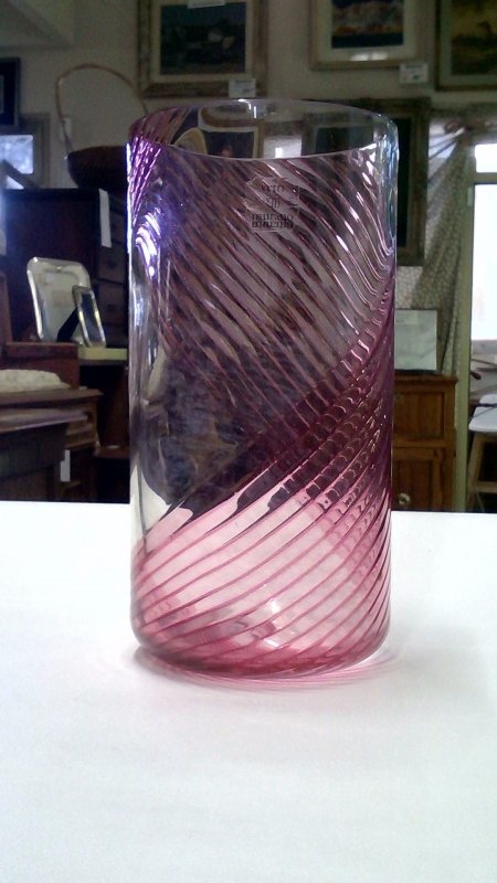 Vaso Vetro Murano Mø. Toso 4/6/84  "millerighe"  Rosa    V