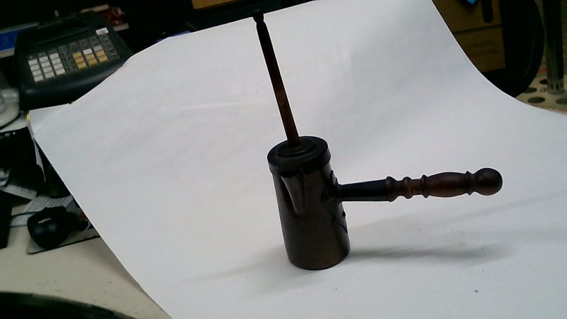 CIOCCOLATIERA IN RAME CON FRUSTA IN LEGNO 