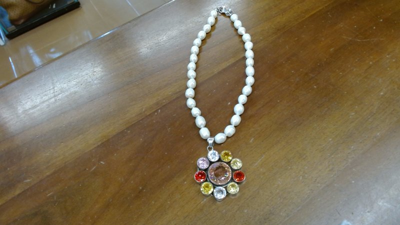 Collana Perle Di Fiume Con Cristalli Chiusura R