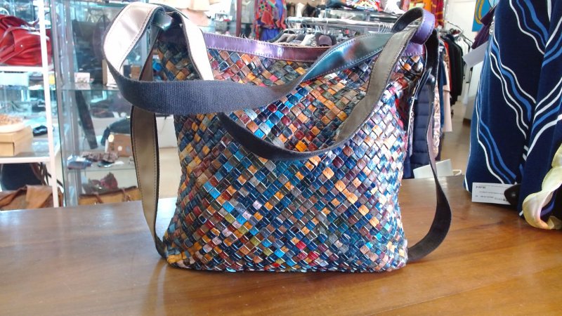 BORSA ZAINO PELLE INTRECCIATA COLORATA K