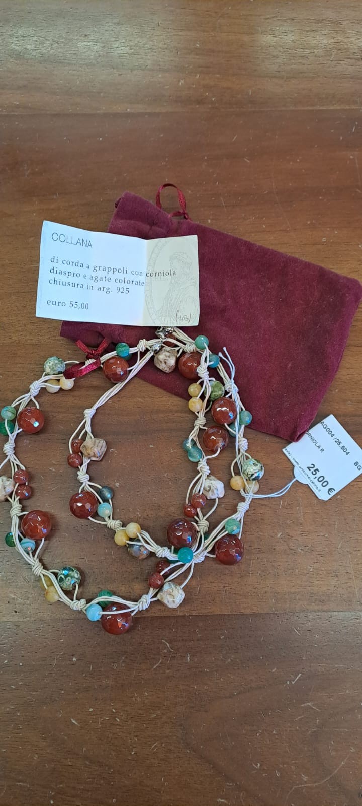 COLLANA CORDA CON PIETRE DURE
